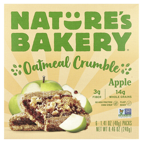 Nature's Bakery, Oatmeal Crumble, Haferflocken-Streusel, Apfel, 6 Packungen, je 40 g (1,41 oz.).