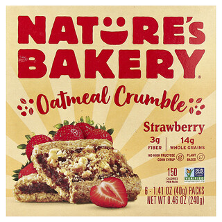 Nature's Bakery, Havermoutcrumble, aardbei, 6 pakjes, 40 g per stuk