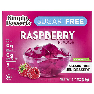 Simply Desserts, Makanan Penutup Jel Bebas Gelatin, Bebas Gula, Rasberi, 20 g (0,7 ons)