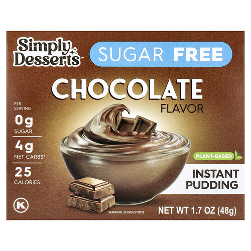 Simply Desserts Plant-Based Instant Pudding, Chocolate, 1.7 oz (48 g)