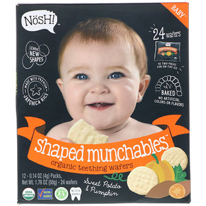 Отзывы о NosH!, Baby Shaped Munchables, Organic Teething Wafers, Sweet Potato & Pumpkin, 12 Packs, 0.14 oz (4 g) Each
