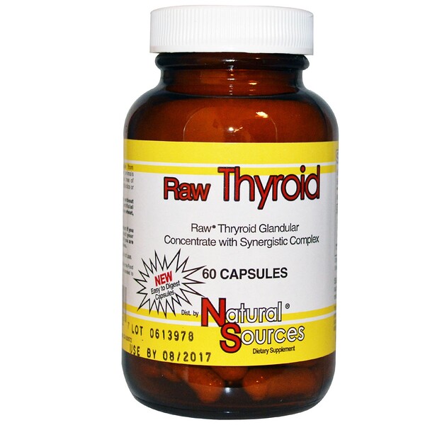 Natural Sources‏, Raw Thyroid, ‏60 כמוסות