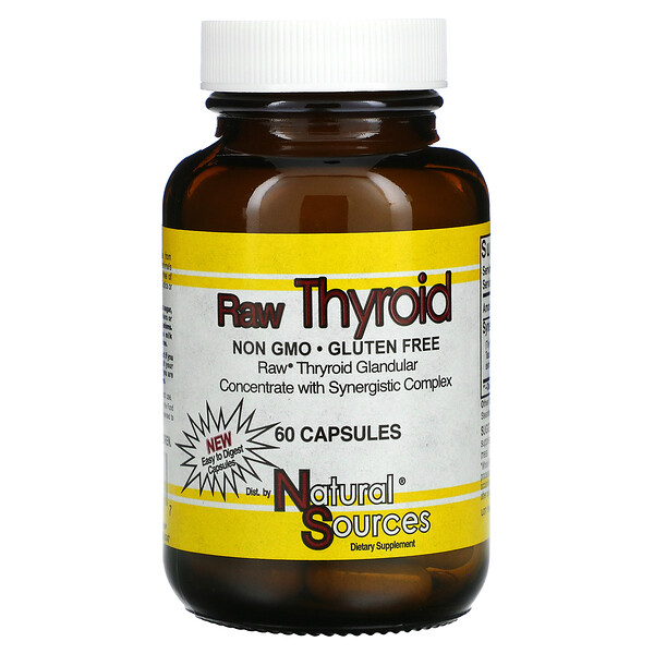Natural Sources, Raw Thyroid, 60 Capsules