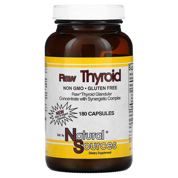 Natural Sources‏, Raw Thyroid, 180 כמוסות