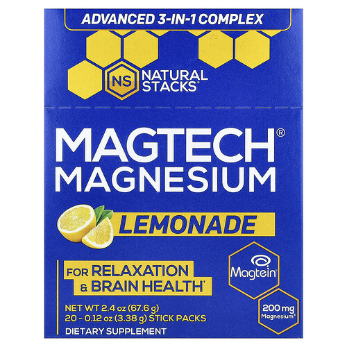 Natural Stacks, MagTech® Magnesium, Limonade, 20 Sticks, je 3,38 g (0,12 oz.).
