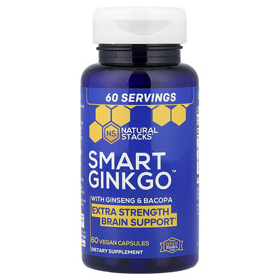 Natural Stacks, Smart Ginkgo™, 60 cápsulas veganas