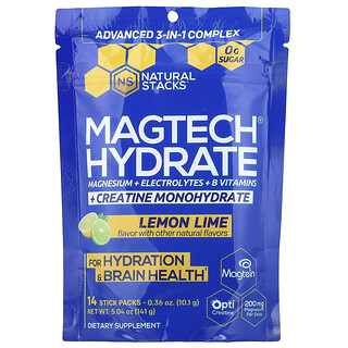 Natural Stacks, Magtech®, Hidratante, Lima limón, 14 sobrecitos, 10,1 g (0,36 oz) cada uno