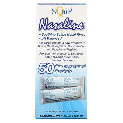 Squip Nasaline, Saline Solution Packets, 50 Pre-Measured Packets