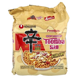 Nongshim, Shin Ramyun Premium, Toomba, Pedas & Lembut, 4 Kantong, Masing-Masing 137 g (4,83 ons)