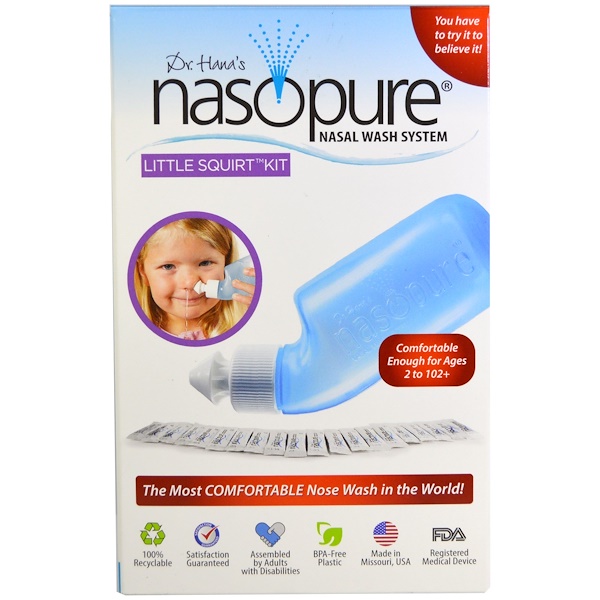 Nasopure, Носовые Wash System, Little Squirt Kit, 1 комплект