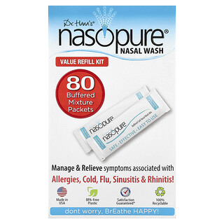 Nasopure, नमकीन वाश, वैल्यू रिफिल किट, 80 बफर किए गए साल्ट के पैकेट