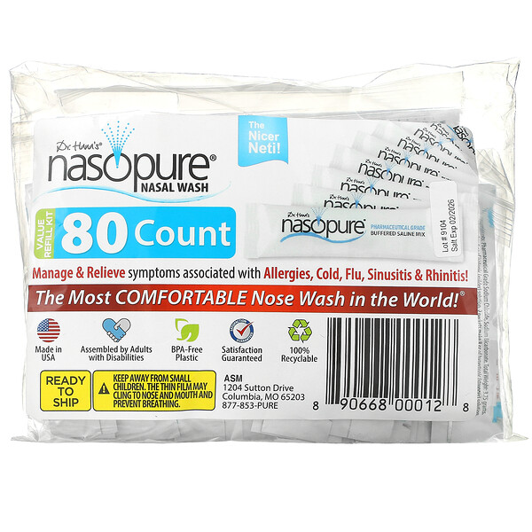 Nasopure, Nasal Wash, Value Refill Kit, 80 Count