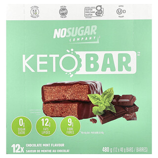 نو شوغر كامبني‏, Keto Bar ™ ، نعناع شوكولاتة ، 12 لوحًا ، 40 جم لكل لوح