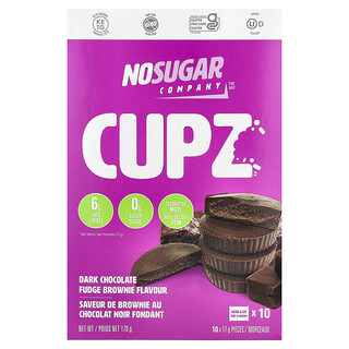 No Sugar Company, Cupz™, брауни с темным шоколадом и помадкой, 10 упаковок по 17 г (0,6 унции)