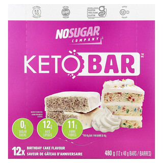 No Sugar Company, Keto Bar™，生日蛋糕，12 条，每条 40 克