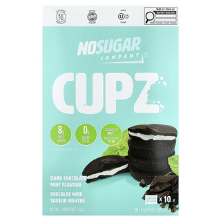 نو شوغر كامبني‏, Cupz ™ ، شوكولاتة داكنة بالنعناع ، 10 أكياس ، 0.6 أونصة (17 جم) لكل كيس