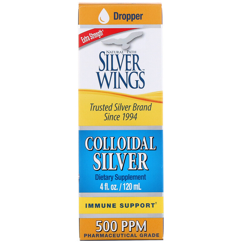 Natural Path Silver Wings, Colloidal Silver, Extra Strength, 500 PPM, 4
