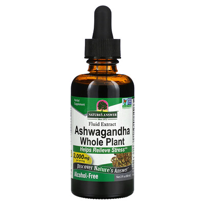 

Nature's Answer Ashwagandha Whole Plant Fluid Extract Alcohol-Free 2 000 mg 2 fl oz (60 ml)