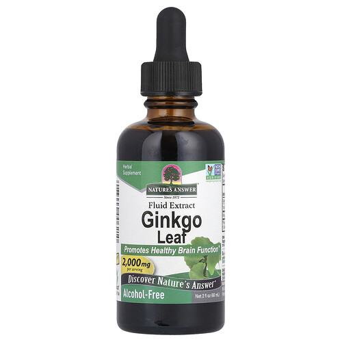 Nature's Answer Ginkgo Leaf, Fluid Extract, Alcohol-Free, 2 fl oz (60 ml)