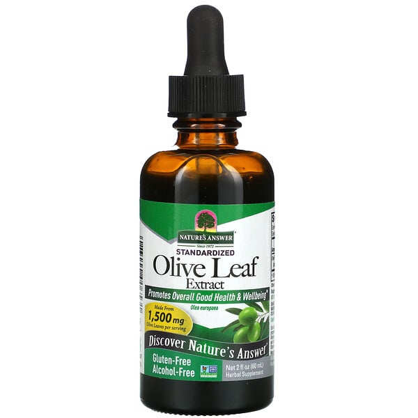 Olive Leaf Extract, Olivenblattextrakt, alkoholfrei, 1.500 mg, 60 ml (2 fl. oz.)