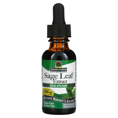 

Nature's Answer, Sage Leaf Extract, Alcohol-Free, 1,000 mg, 1 fl oz (30 ml)