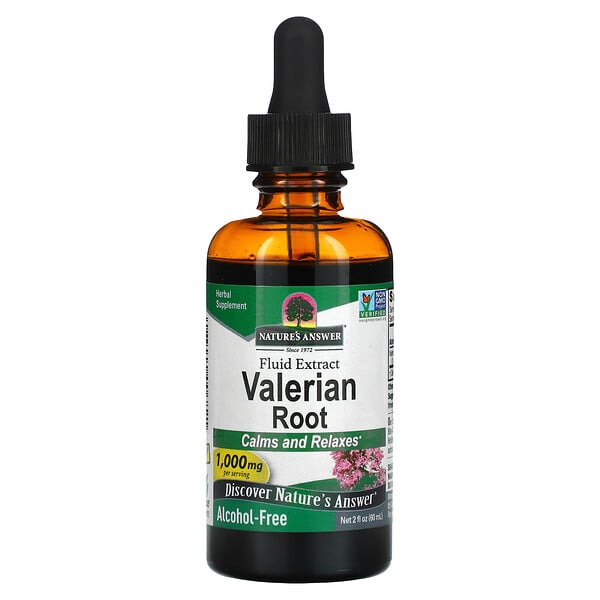 Valerian, Fluid Extract, Alcohol-Free, 1,000 mg, 2 fl oz (60 ml)