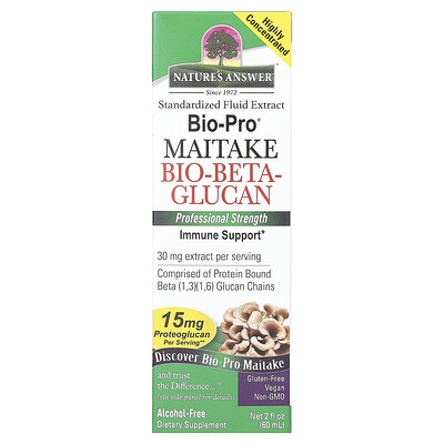 Nature's Answer Bio-Pro Maitake Bio-Beta-Glucan без спирта 15 мг 60 мл (2 жидк. Унции)