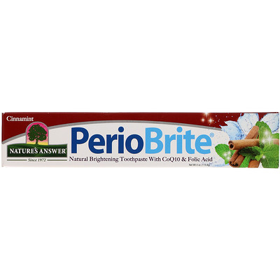 Nature's Answer PerioBrite, Natural Brightening Toothpaste with CoQ10 & Folic Acid, Cinnamint, 4 oz (113.4 g)