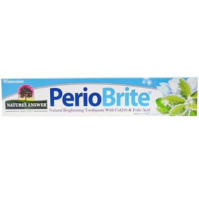 Nature's Answer PerioBrite, натуральная отбеливающая зубная паста с коэнзимом Q10 и фолиевой кислотой, освежающая мята, 4 жидких унции (113,4 г)