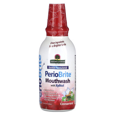 Nature's Answer, PerioBrite, Enjuague bucal con xilitol, Canela y menta, 480 ml (16 oz. líq.)