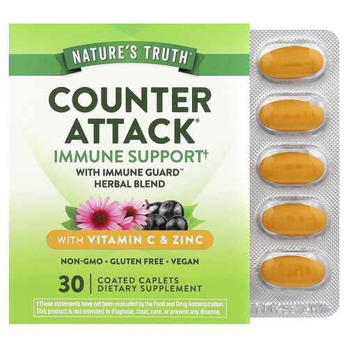 Nature's Truth Counter Attack® with Vitamin C & Zinc, 30 Coated Caplets