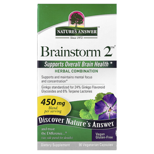 Nature's Answer, Brainstorm 2™, Herbal Combination, 90 Vegetarian Capsules