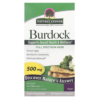 Nature's Answer , Burdock, 500 Mg, 90 Vegetarian Capsules