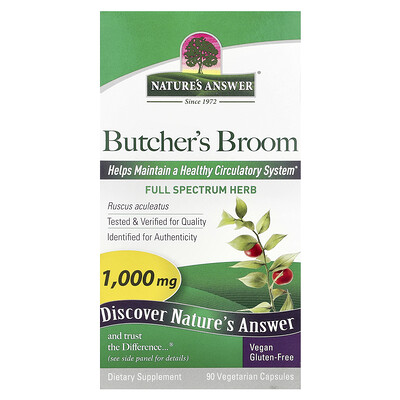 Nature's Answer , Butcher's Broom, 1,000 Mg, 90 Vegetarian Capsules (500 Mg Per Capsule)