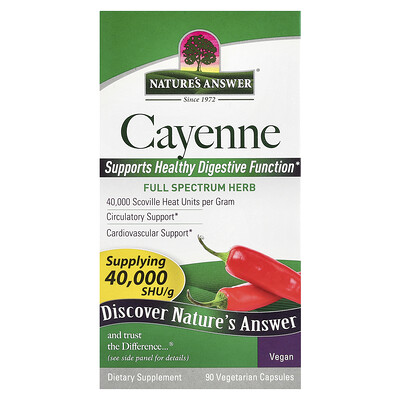 Nature's Answer, Cayena, 90 cápsulas vegetales (450 mg por cápsula)