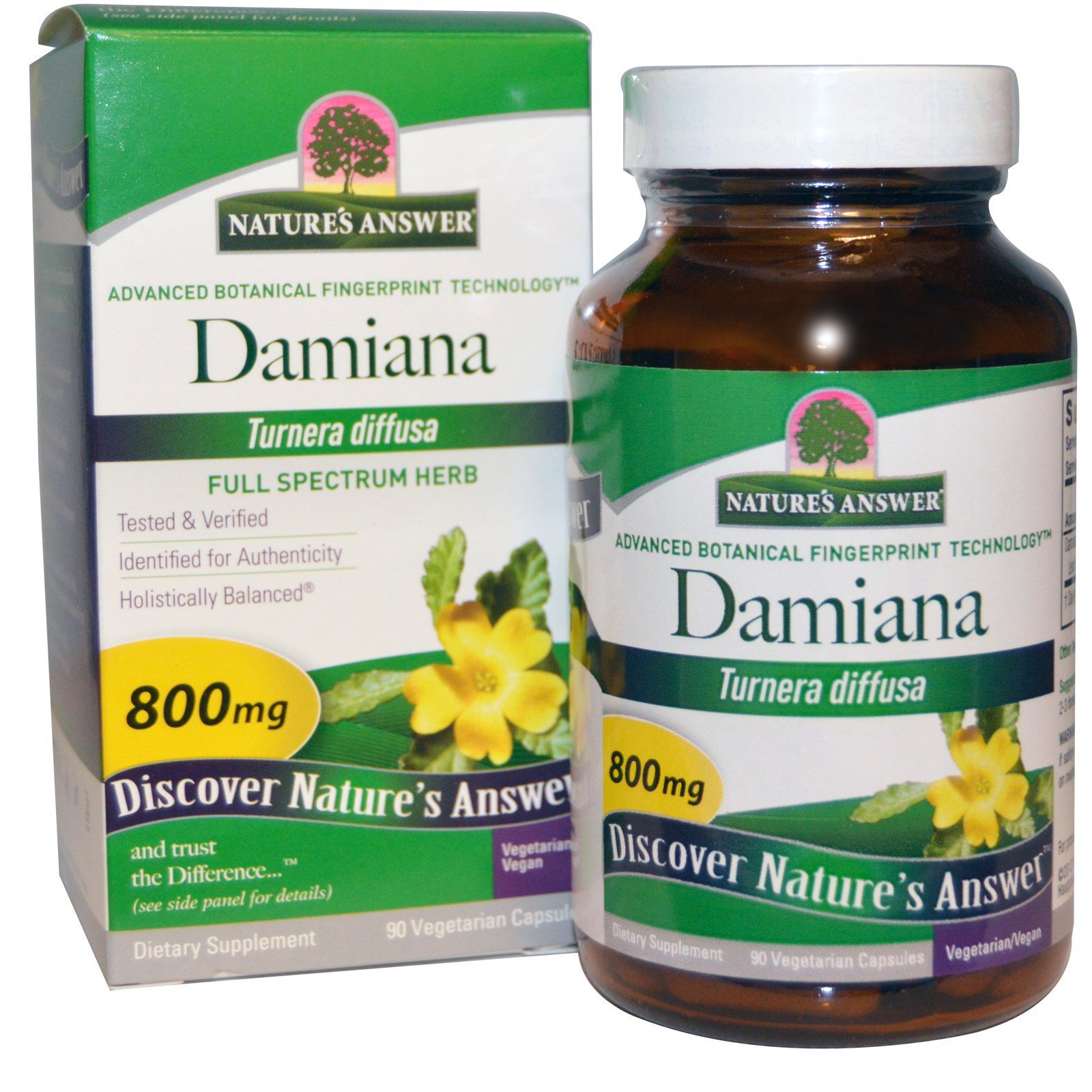 Nature's Answer, Лист дамианы, 800 мг, 90 растительных капсул