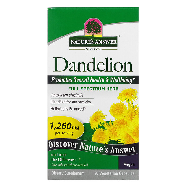Nature's Answer‏, Dandelion, 1260 mg, 90 Vegetarian Capsules