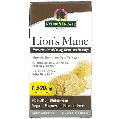 Nature's Answer Lion's Mane, 1,500 mg, 90 Vegetarian Capsules