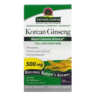 Nature's Answer, Ginseng coreano, 500 mg, 50 cápsulas vegetarianas