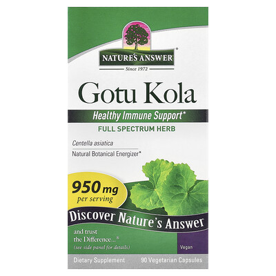 Nature's Answer, Gotu kola, 90 cápsulas vegetales (475 mg por cápsula)