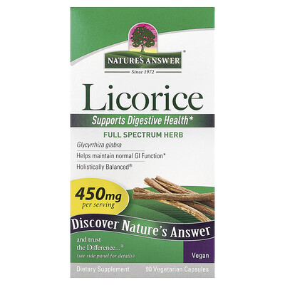Product Image for Nature's Answer, Licorice, 450 mg, 90 Vegetarian Capsules