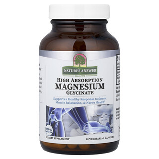 Nature's Answer, Glycinate de magnésium, Haute absorption, 90 capsules végétariennes (120 mg pièce)