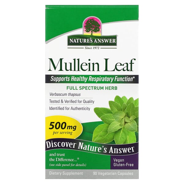 Nature's Answer, Mullein Leaf, 500 mg, 90 Vegetarian Capsules