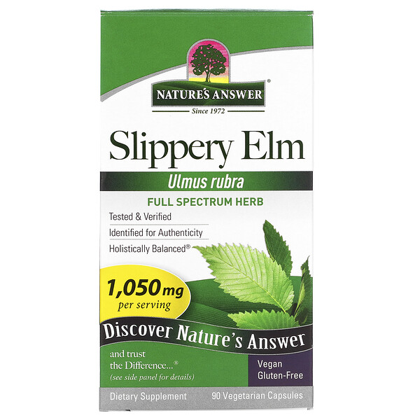 Nature's Answer, Slippery Elm, Ulmus Rubra, 1.050 mg, 90 Kapsul Vegetarian