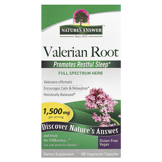 Nature's Answer, Valerian Root, 1,500 mg, 180 Vegetarian Capsules (500 mg per Capsule)