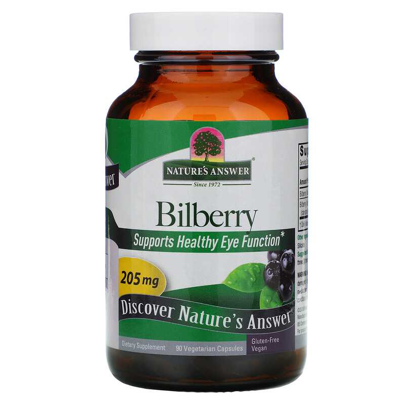 Nature's Answer, Bilberry, Standardized Herbal Extract, 205 mg, 90