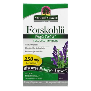 Nature's Answer, Forskohlii, 250 mg, 60 cápsulas vegetais