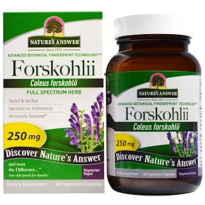 Nature's Answer, Forskohlii, 250 мг, 60 шт., вегетарианские капсулы