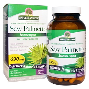 Nature's Answer, Со пальметто, растение полного спектра, 690 мг, 120 капсул на растительной основе