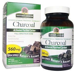 Nature's Answer, Charcoal, Активированный очищенный уголь, 560 мг, 90 растительных капсул